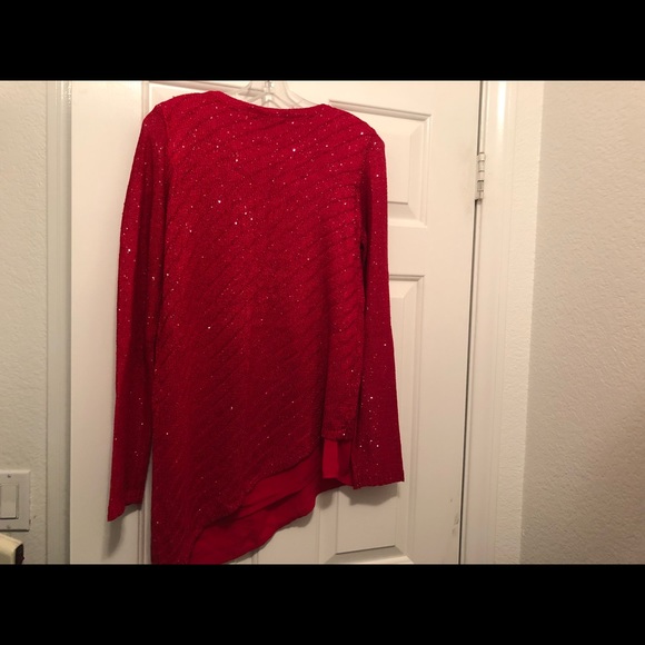 Red fancy sequin knotwith chiffon underlay MED - Picture 2 of 7